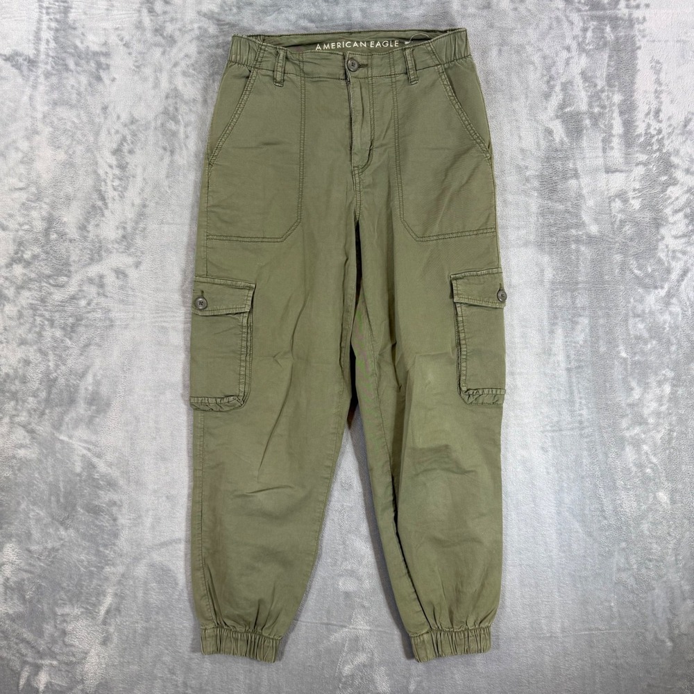American Eagle Super Stretch Cargo Jogger Pants Women's Size 2 Short Olive Green